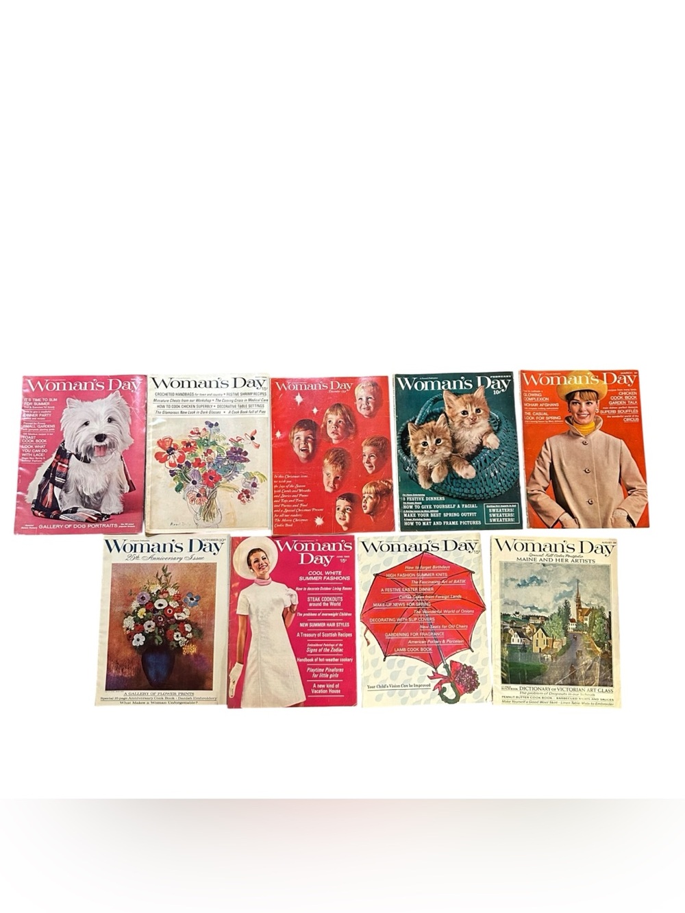 Woman's Day Magazine Lot of 9 1962-1966 Mid Century Modern Ads Vintage
